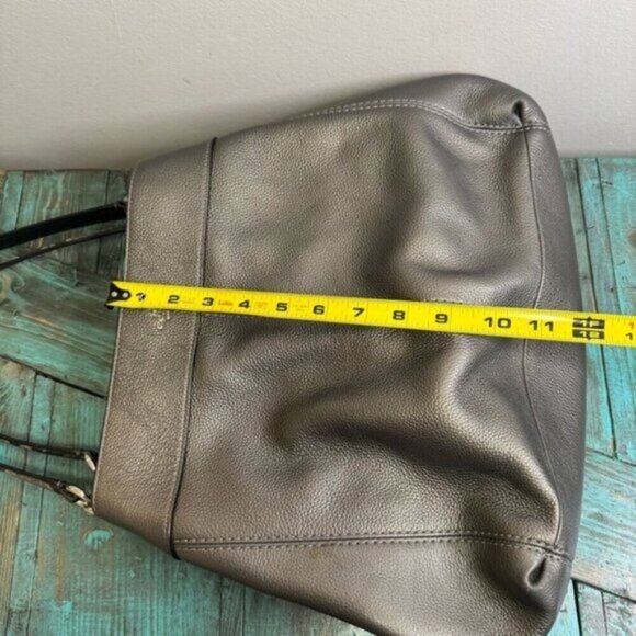 Coach Lexy Pebble Leather Shoulder Hobo Bag Gunmetal - Picture 10 of 15